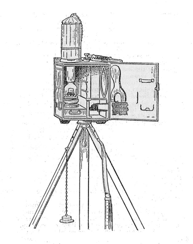 Image depicts an early 1918 signal lamp used by the army to send signals long distances through using a shutter